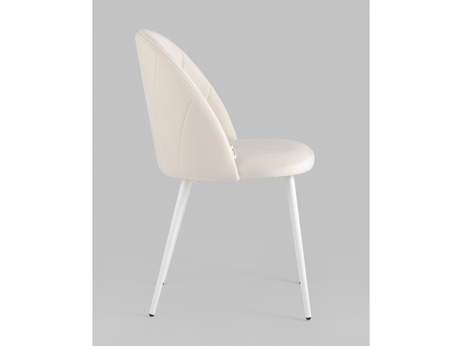 Стул Логан SN велюр молочный белые ножки