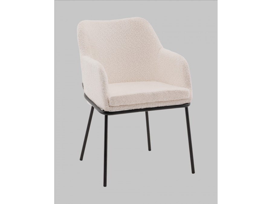 Стул с подлокотниками Кози new ткань букле молочный