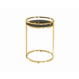 Журнальный столик Гестия 41*60см стекло черное сталь золото