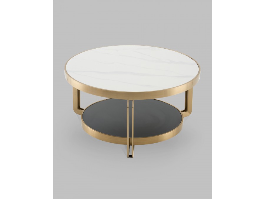 Журнальный столик Калисто 90*90 см светлая и темная керамика