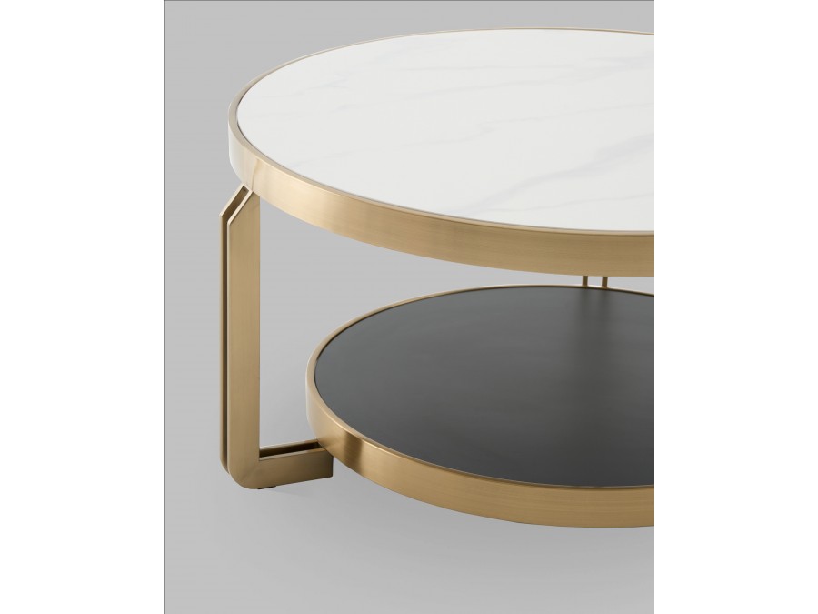 Журнальный столик Калисто 90*90 см светлая и темная керамика