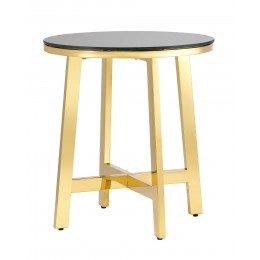 Журнальный стол 50*50 АЛЬБА золото стекло черное