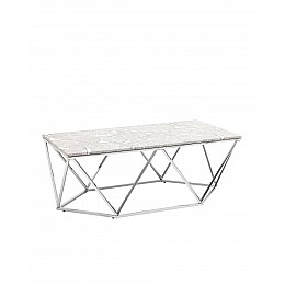 Журнальный столик Авалон 122*66 серый мрамор сталь серебро