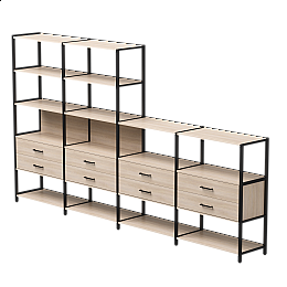 Набор стеллажных систем №13 Everprof EVO 3245x385x1840 Дуб Соната/Черный