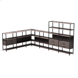 Набор стеллажных систем №19 Everprof EVO 2440x3630x1840 Дуб Пасадена/Черный