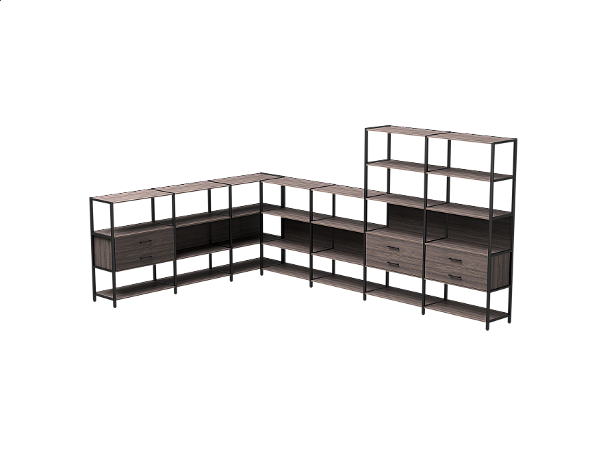 Набор стеллажных систем №19 Everprof EVO 2440x3630x1840 Дуб Пасадена/Черный