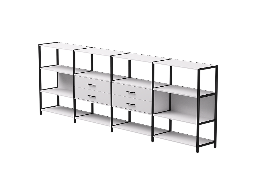 Набор стеллажных систем №4 Everprof EVO 3245x385x1120 Белый/Черный