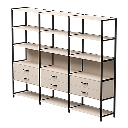 Набор стеллажных систем №9 Everprof EVO 2440x385x1840 Кашемир/Черный