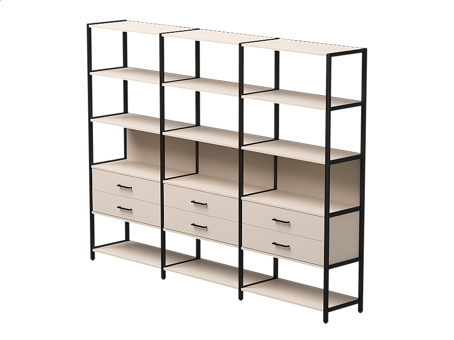 Набор стеллажных систем №9 Everprof EVO 2440x385x1840 Кашемир/Черный