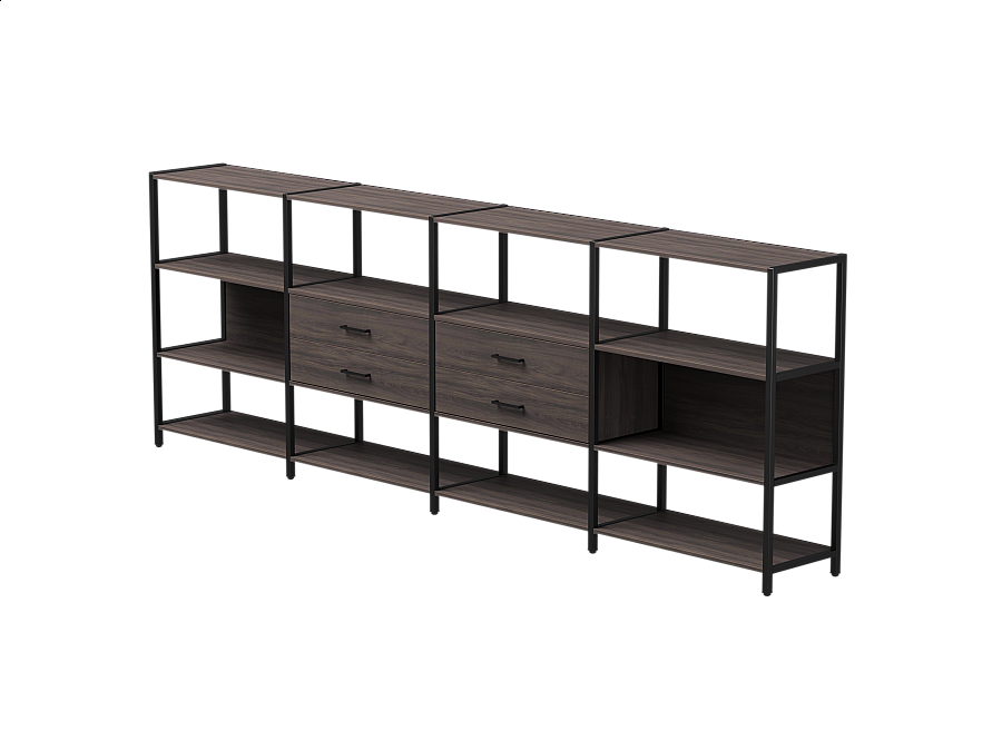Набор стеллажных систем №4 Everprof EVO 3245x385x1120 Дуб Пасадена/Черный