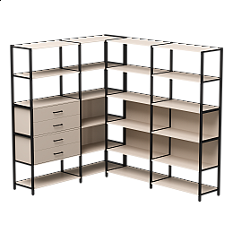 Набор стеллажных систем №17 Everprof EVO 1635x2020x1840 Кашемир/Черный