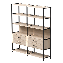 Набор стеллажных систем №7 Everprof EVO 1635x385x1840 Дуб Соната/Черный