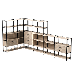Набор стеллажных систем №18 Everprof EVO 1635x3630x1840 Дуб Соната/Черный