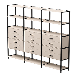 Набор стеллажных систем №10 Everprof EVO 2440x385x1840 Кашемир/Черный