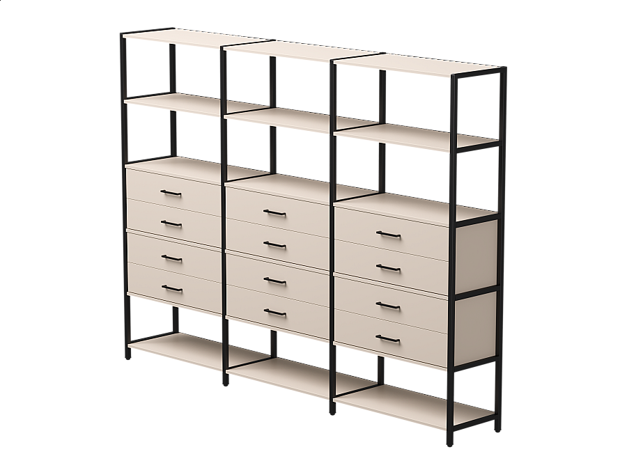 Набор стеллажных систем №10 Everprof EVO 2440x385x1840 Кашемир/Черный