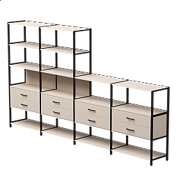 Набор стеллажных систем №13 Everprof EVO 3245x385x1840 Кашемир/Черный