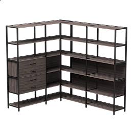 Набор стеллажных систем №17 Everprof EVO 1635x2020x1840 Дуб Пасадена/Черный