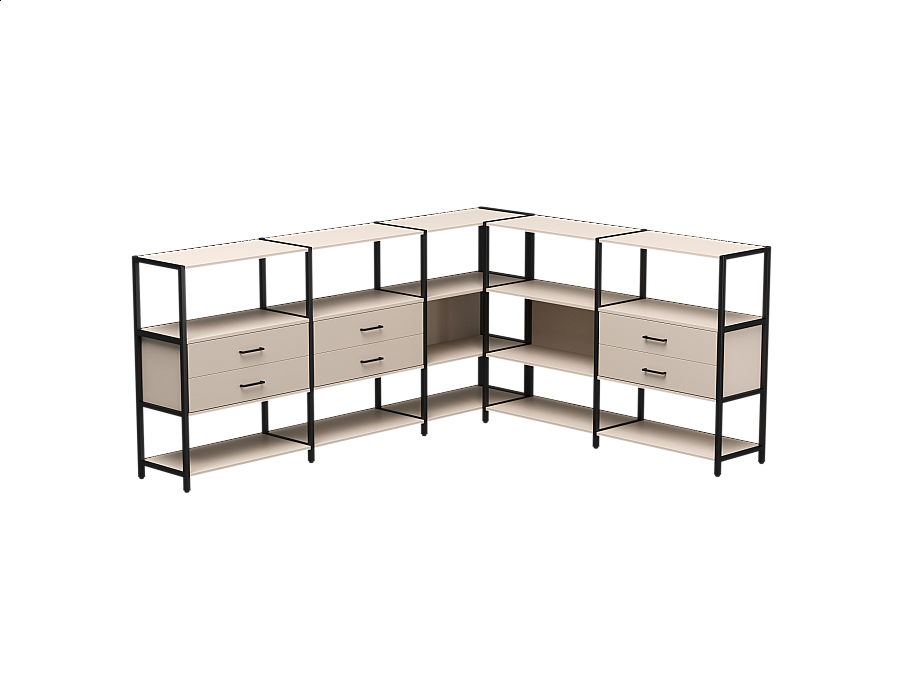 Набор стеллажных систем №15 Everprof EVO 2440x2020x1120 Кашемир/Черный