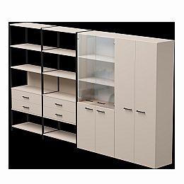 Набор стеллажных систем №16 Everprof EVO 3235x385x1840 Кашемир/Черный