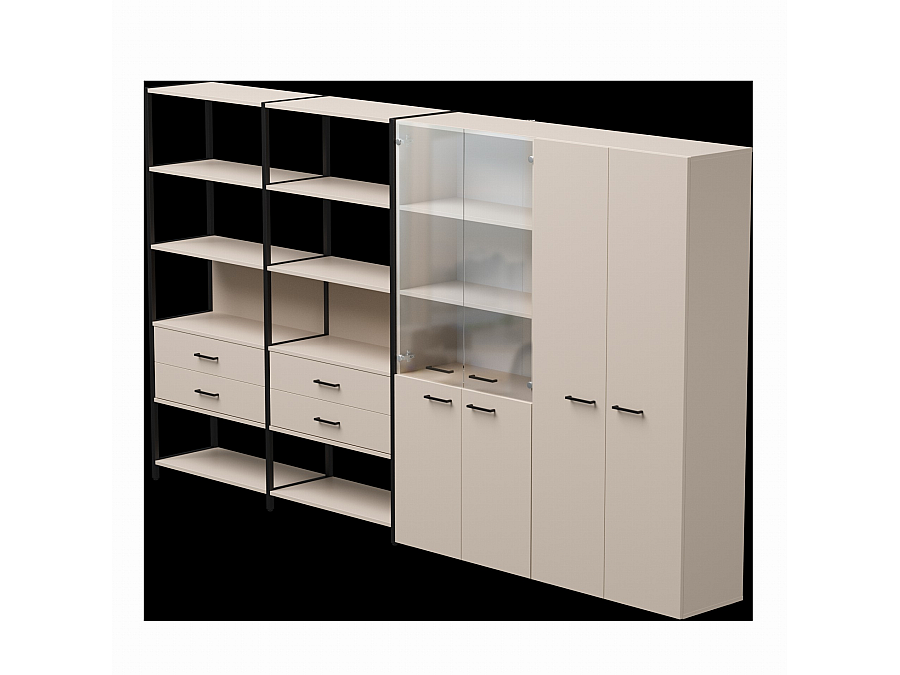 Набор стеллажных систем №16 Everprof EVO 3235x385x1840 Кашемир/Черный