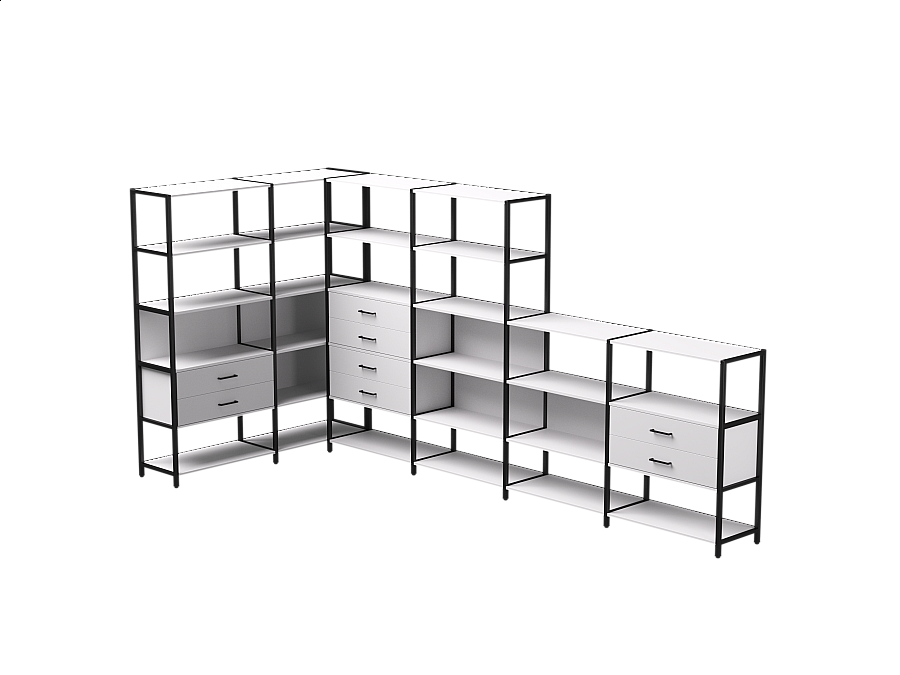 Набор стеллажных систем №18 Everprof EVO 1635x3630x1840 Белый/Черны