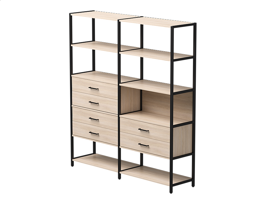 Набор стеллажных систем №8 Everprof EVO 2440x385x1840 Дуб Соната/Черный