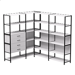 Набор стеллажных систем №17 Everprof EVO 1635x2020x1840 Белый/Черный