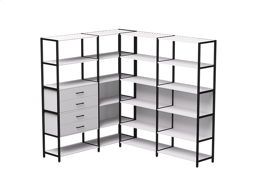 Набор стеллажных систем №17 Everprof EVO 1635x2020x1840 Белый/Черный