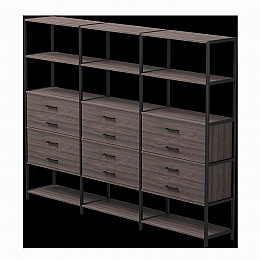 Набор стеллажных систем №10 Everprof EVO 2440x385x1840 Дуб Пасадена/Черный