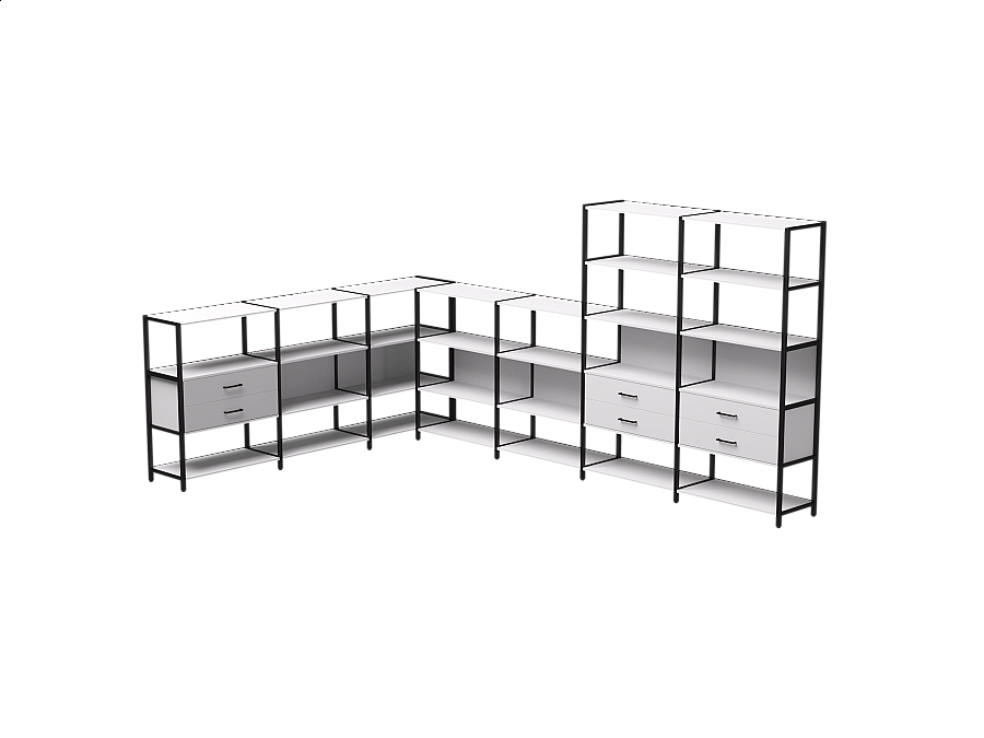 Набор стеллажных систем №19 Everprof EVO 2440x3630x1840 Белый/Черный