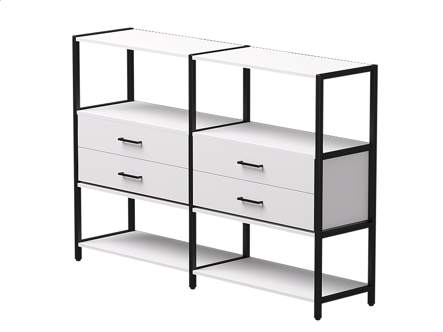 Набор стеллажных систем №2 Everprof EVO 1635x385x1120 Белый/Черный