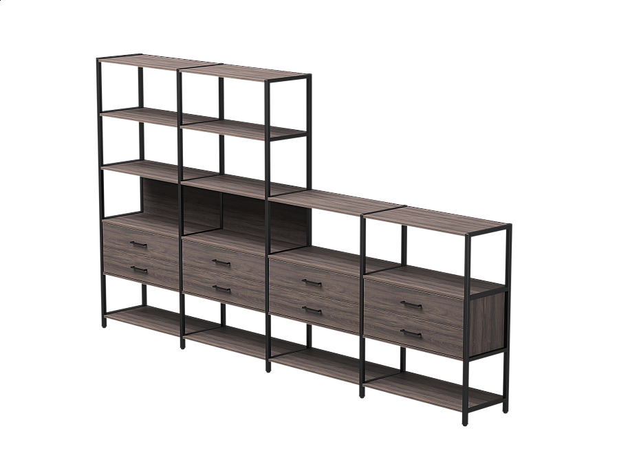 Набор стеллажных систем №13 Everprof EVO 3245x385x1840 Дуб Пасадена/Черный