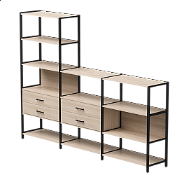 Набор стеллажных систем №11 Everprof EVO 2440x385x1840 Дуб Соната/Черный