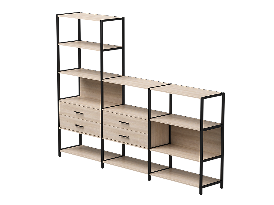 Набор стеллажных систем №11 Everprof EVO 2440x385x1840 Дуб Соната/Черный