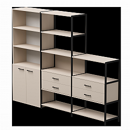 Набор стеллажных систем №12 Everprof EVO 2435x385x1840 Кашемир/Черный