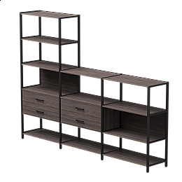 Набор стеллажных систем №11 Everprof EVO 2440x385x1840 Дуб Пасадена/Черный