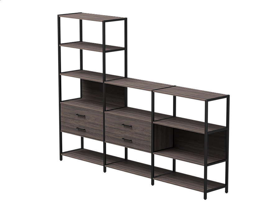 Набор стеллажных систем №11 Everprof EVO 2440x385x1840 Дуб Пасадена/Черный