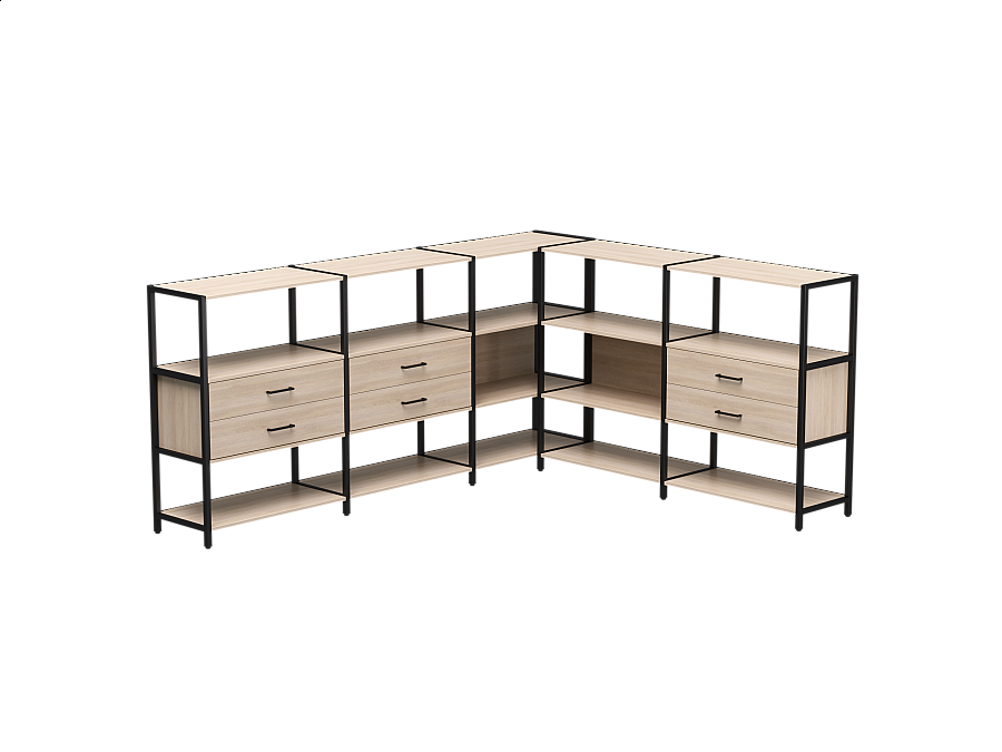 Набор стеллажных систем №15 Everprof EVO 2440x2020x1120 Дуб Соната/Черный