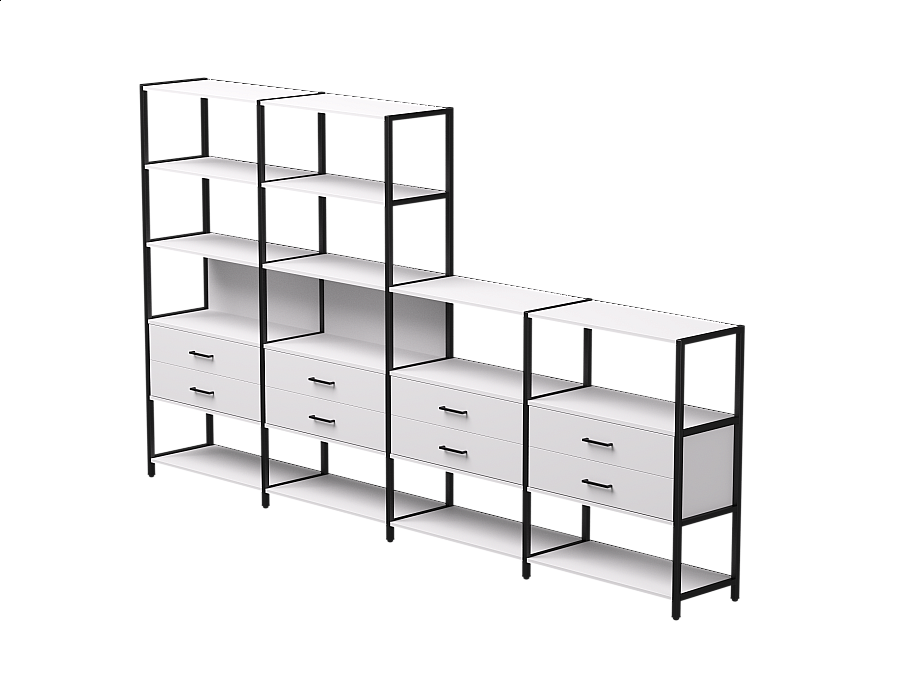 Набор стеллажных систем №13 Everprof EVO 3245x385x1840 Белый/Черный