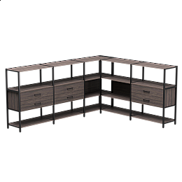 Набор стеллажных систем №15 Everprof EVO 2440x2020x1120 Дуб Пасадена/Черный