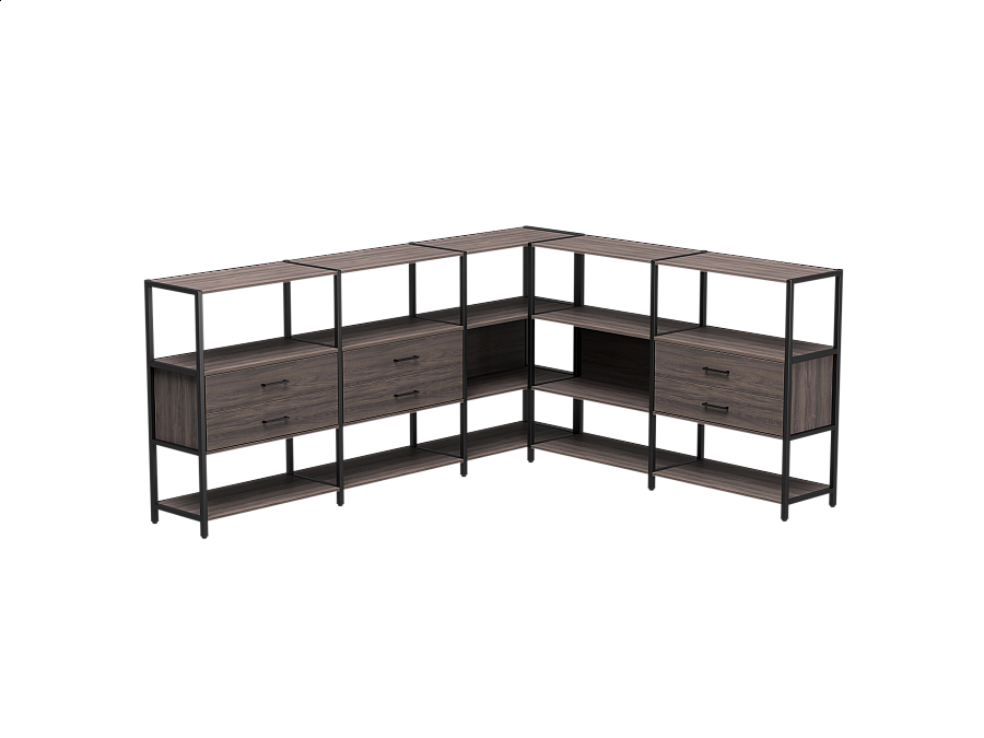 Набор стеллажных систем №15 Everprof EVO 2440x2020x1120 Дуб Пасадена/Черный