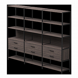 Набор стеллажных систем №9 Everprof EVO 2440x385x1840 Дуб Пасадена/Черный