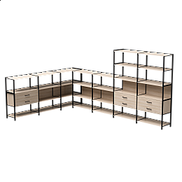 Набор стеллажных систем №19 Everprof EVO 2440x3630x1840 Кашемир/Черный