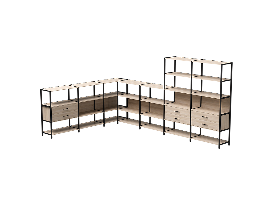 Набор стеллажных систем №19 Everprof EVO 2440x3630x1840 Дуб Соната/Черный