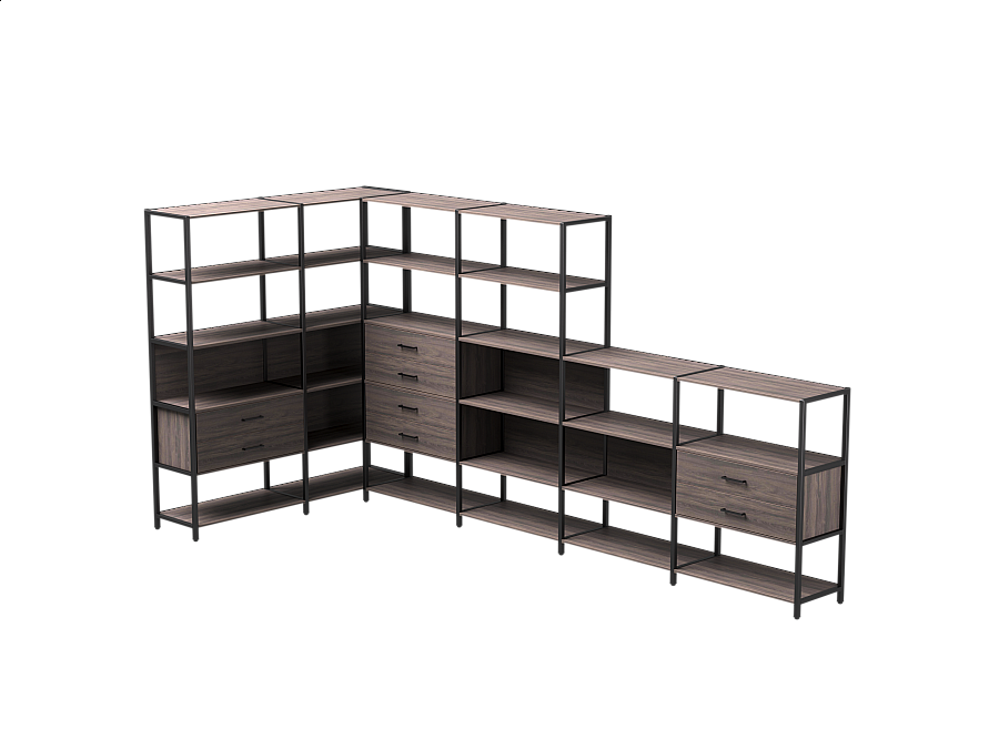 Набор стеллажных систем №18 Everprof EVO 1635x3630x1840 Дуб Пасадена/Черный
