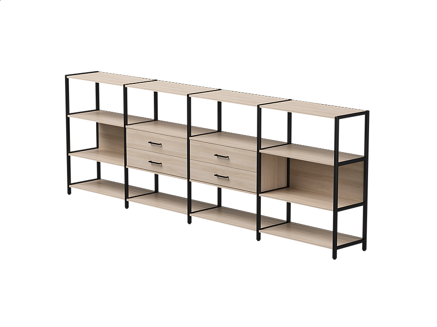 Набор стеллажных систем №4 Everprof EVO 3245x385x1120 Дуб Соната/Черный