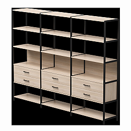 Набор стеллажных систем №9 Everprof EVO 2440x385x1840 Дуб Соната/Черный