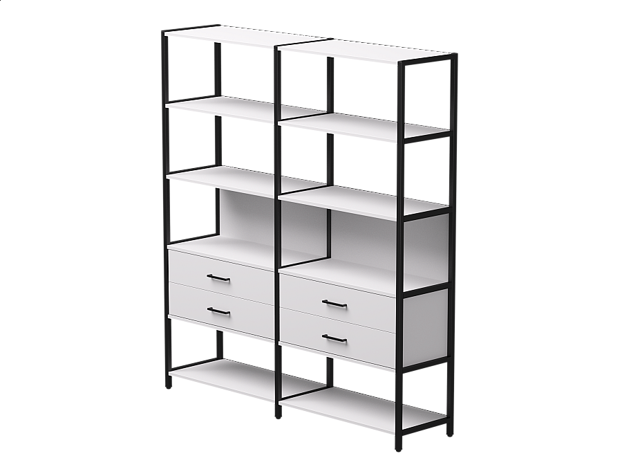 Набор стеллажных систем №7 Everprof EVO 1635x385x1840 Белый/Черный