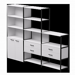 Набор стеллажных систем №12 Everprof EVO 2435x385x1840 Белый/Черный