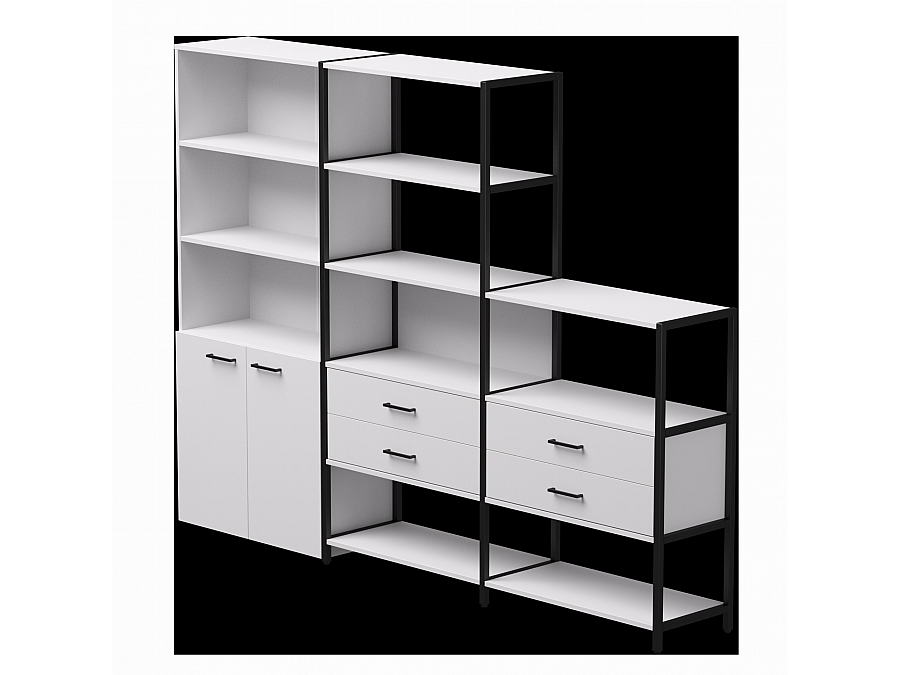 Набор стеллажных систем №12 Everprof EVO 2435x385x1840 Белый/Черный